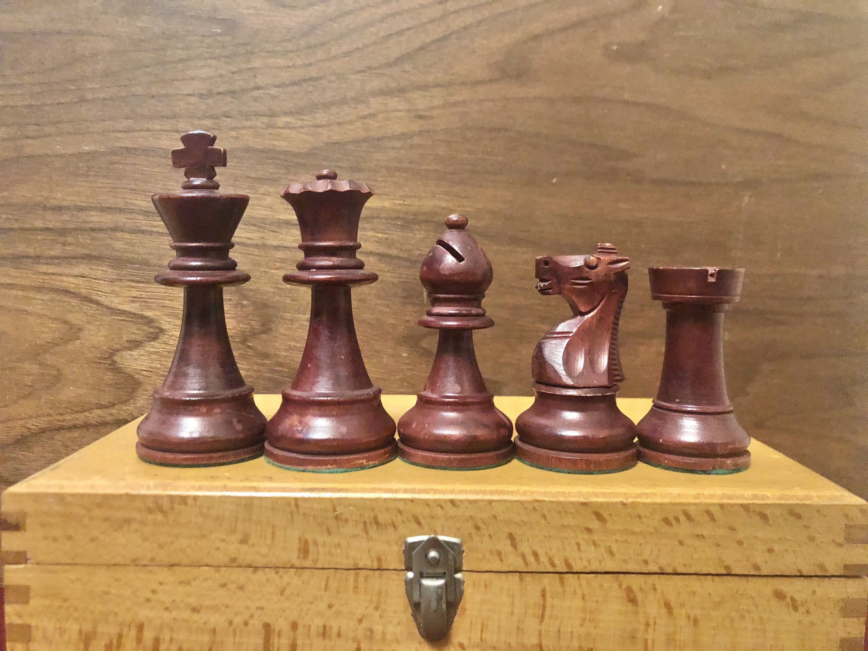 Vintage French Lardy Analysis Chess Pieces With Box - 3.25 King