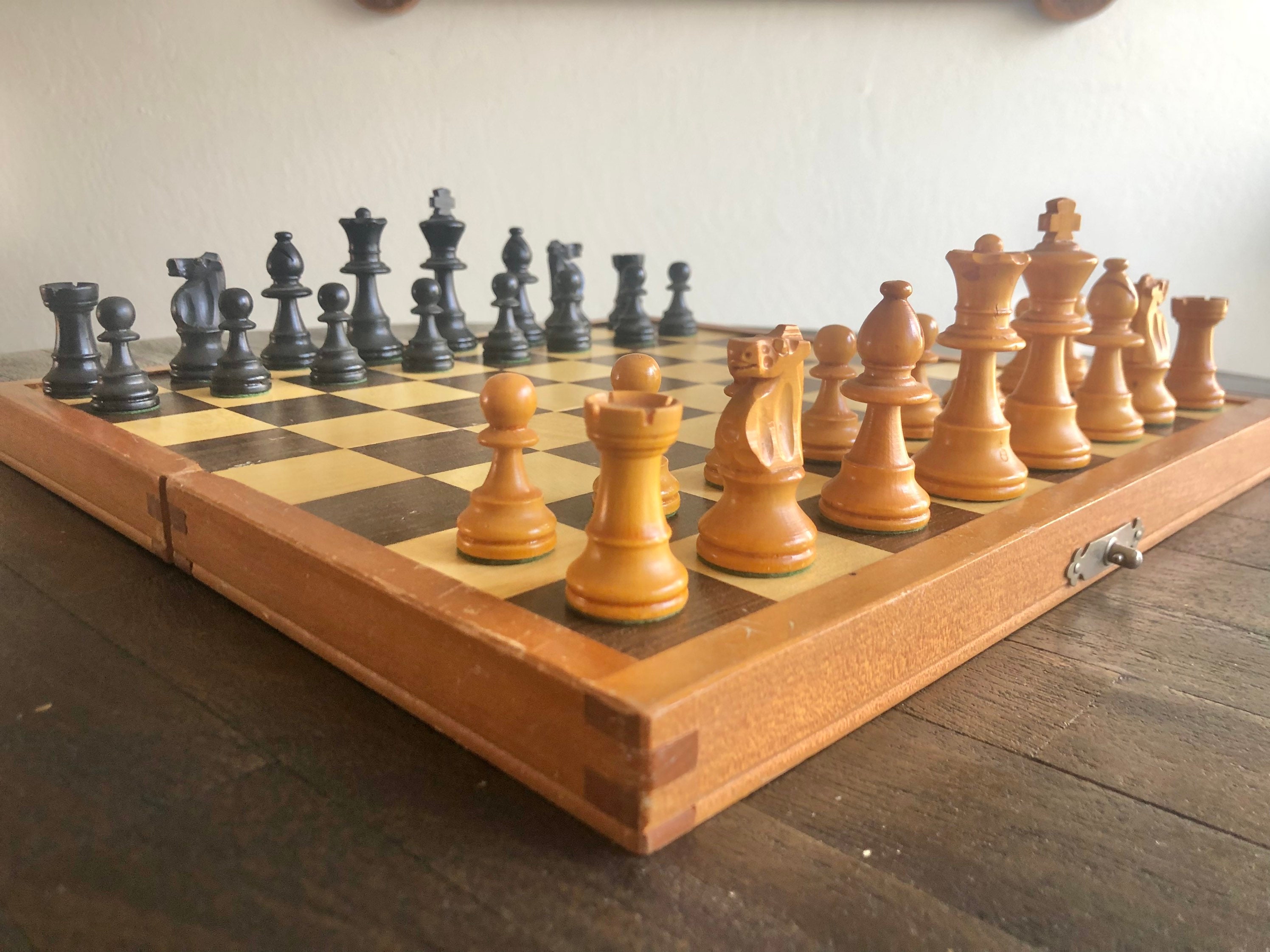 Vintage French Lardy Analysis Chess Pieces With Box - 3.25 King