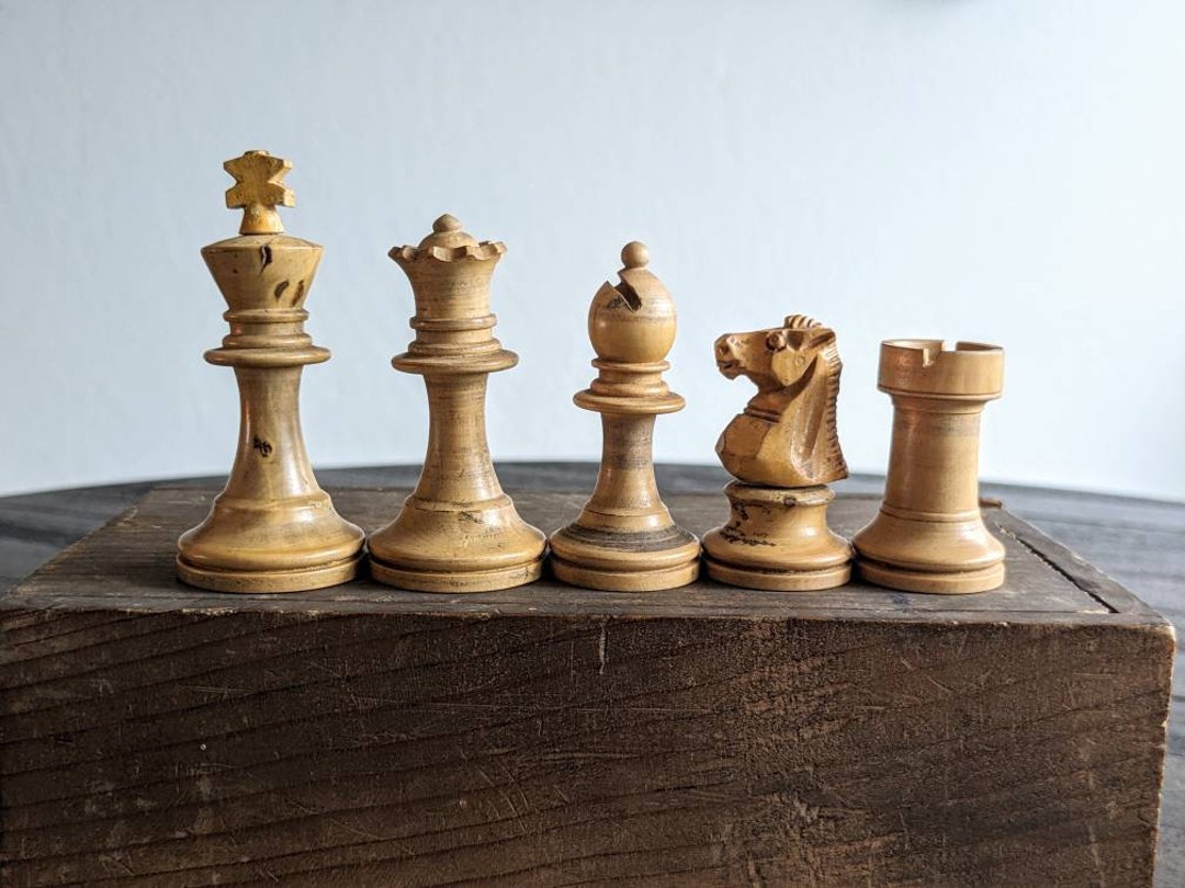 Wooden Chess Pieces - French Metro Antiques