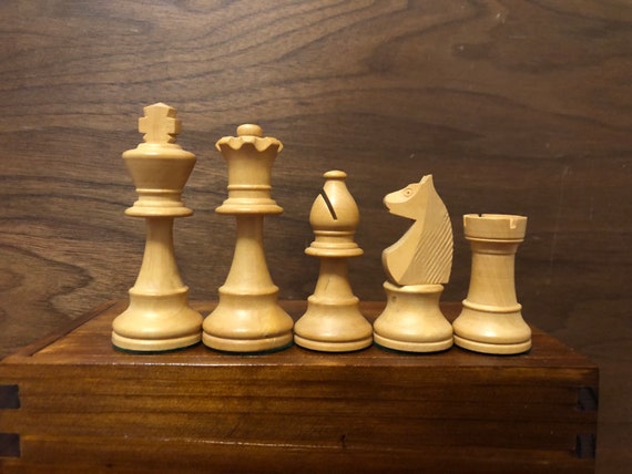 Buy Old Vintage English Staunton Series Chess Pieces in Dyed wood