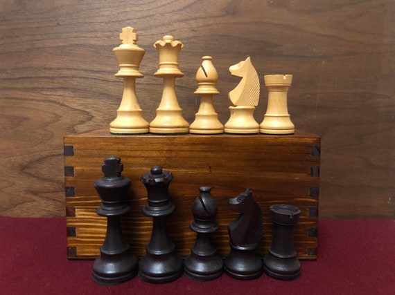 Buy Old Vintage English Staunton Series Chess Pieces in Dyed wood