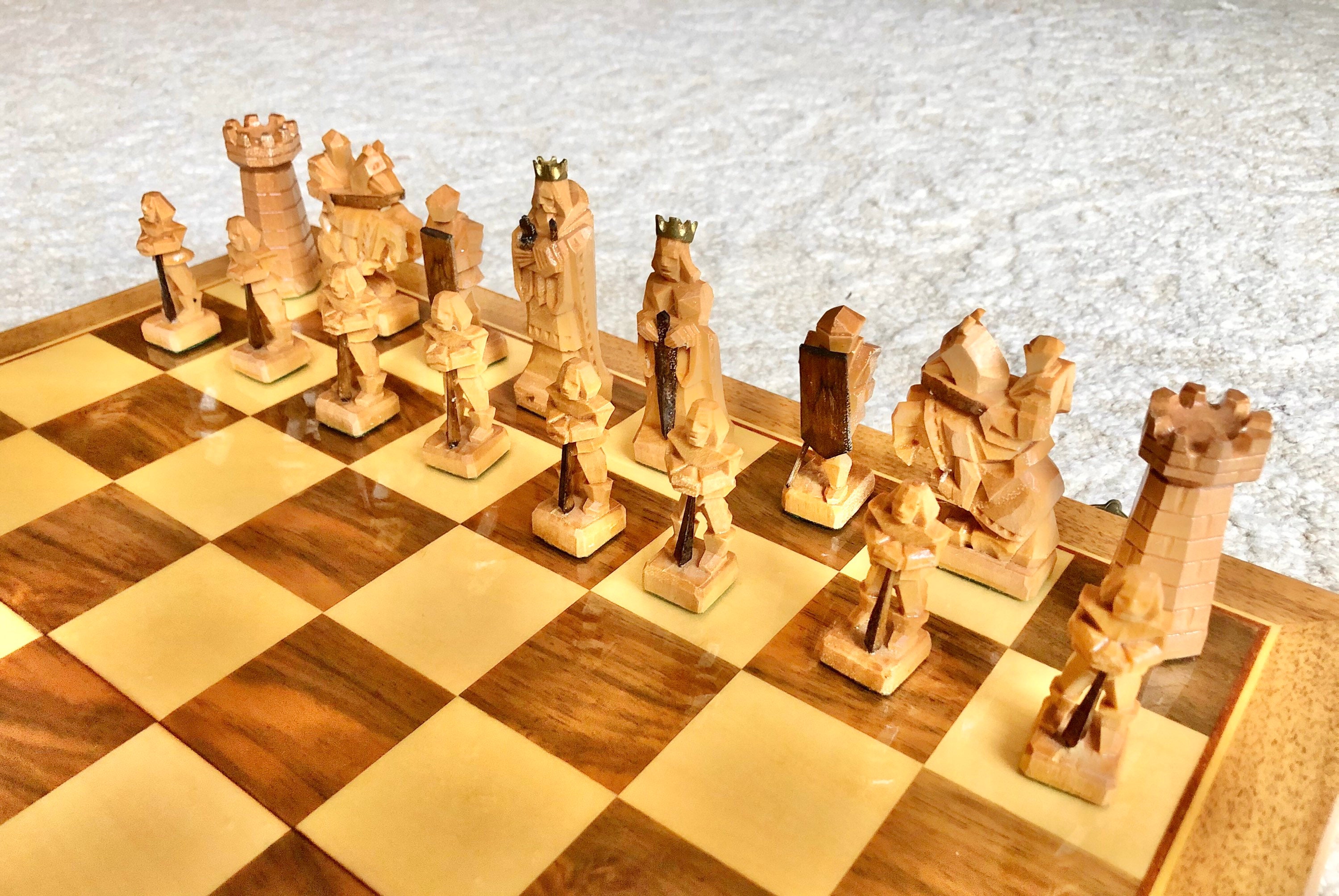 High Quality Chess Statue King Queen Kit Retro Game Wood Chess Medieval  Knight Family Xadrez Tabuleiro Jogo Thanksgiving Gift
