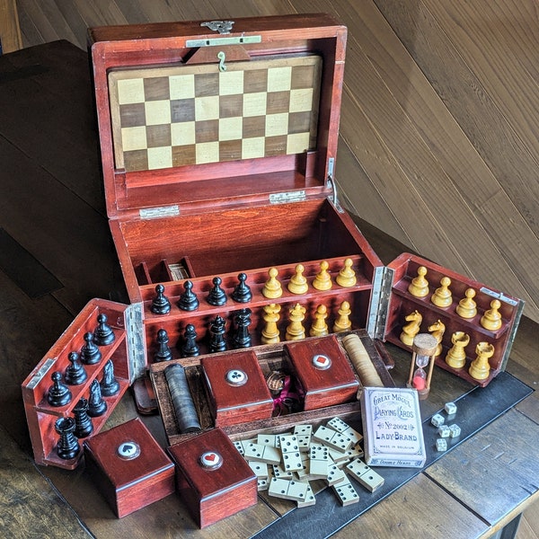 Exquisite Antique Austrian Chess & Games Compendium Lot #565