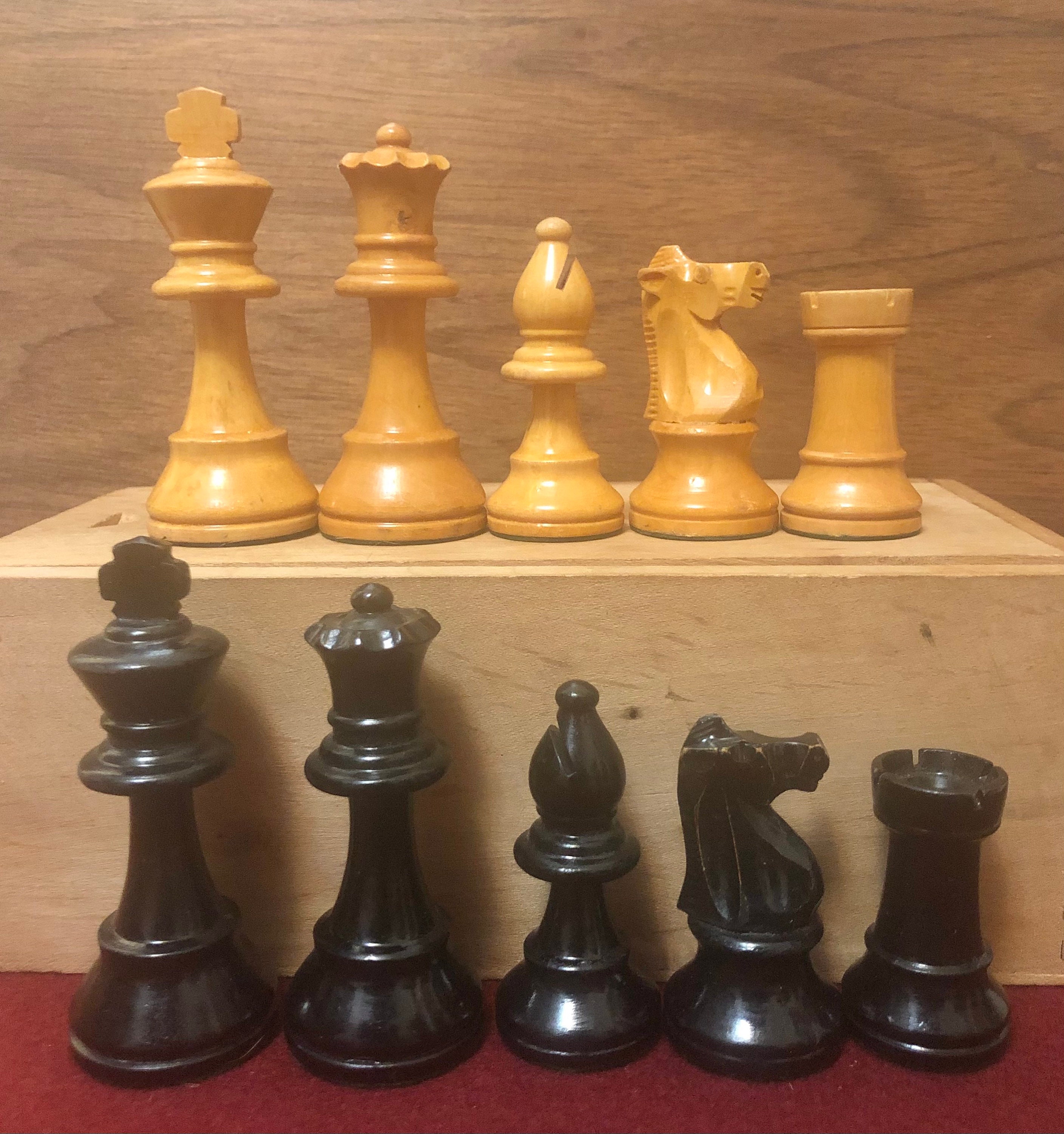 Improved French Lardy Chess Set- Chess Pieces Only - Antiqued boxwood -  3.9 King in 2023