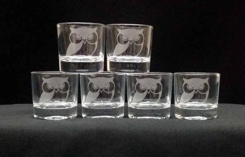 6 Shot Glasses Engraved With Laser Engraving With Drawing and Etsy