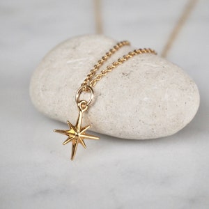 Gold North Star Charm Necklace, Dainty 14 K Gold Filled Necklace, Minimal Simple Silver Necklace, Layering Necklace image 1