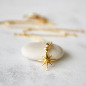 Gold North Star Charm Necklace, Dainty 14 K Gold Filled Necklace, Minimal Simple Silver Necklace, Layering Necklace image 3