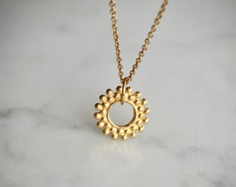 Dainty Minimalist 14 K Gold Filled Sun Burst Charm Necklace, Sun Beam Necklace