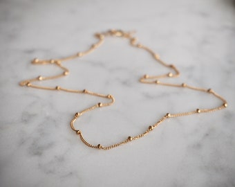 Dainty Gold Filled Satellite Chain Choker: Minimalist Sterling Silver Necklace