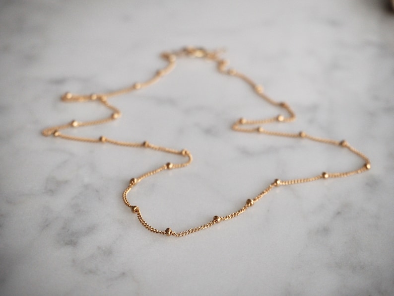 Dainty Gold Choker Gold Filled Satellite Chain Necklace