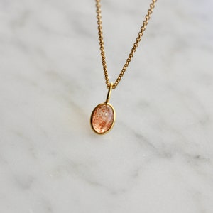 Genuine Sunstone Pendant Necklace, Natural Sunstone Jewelry, Dainty Gold Filled Gemstone Necklace, Personalized Gift