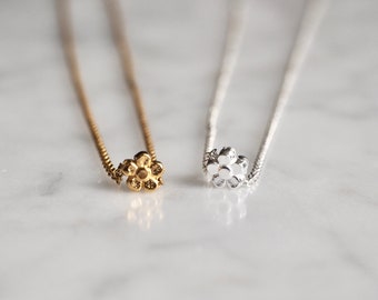Dainty Gold Flower Necklace: 14k Gold Filled Floral Charm