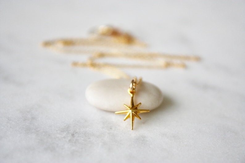 Gold North Star Charm Necklace, Dainty 14 K Gold Filled Necklace, Minimal Simple Silver Necklace, Layering Necklace image 3