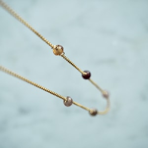 Multi Sapphire Necklace, Tiny Gemstone Necklace, 14K Gold Filled Chain, Necklace for Women, Minimal Necklace, Multicolor Necklace