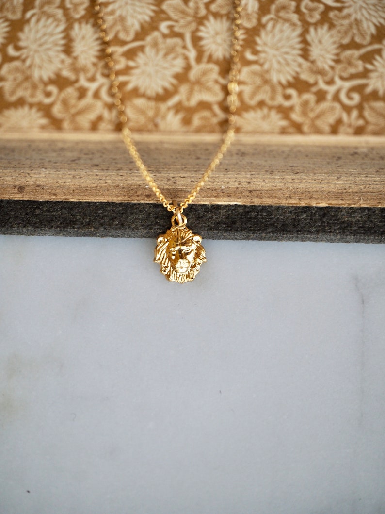 Collier lion en or, collier meilleur ami délicat, collier délicat avec breloque petit lion, collier Gold Filled, collier symbolique image 4