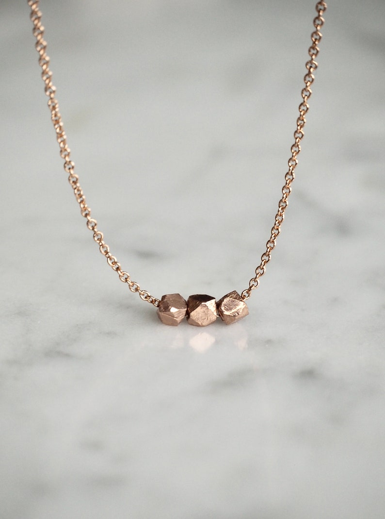 Dainty Tiny Nugget Bead 14 K Gold Filled Necklace image 1