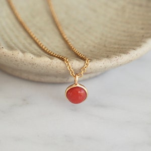 Genuine Coral Pendant Necklace, Natural Coral Jewelry, Dainty Gold Filled Gemstone Necklace, Personalized Gift