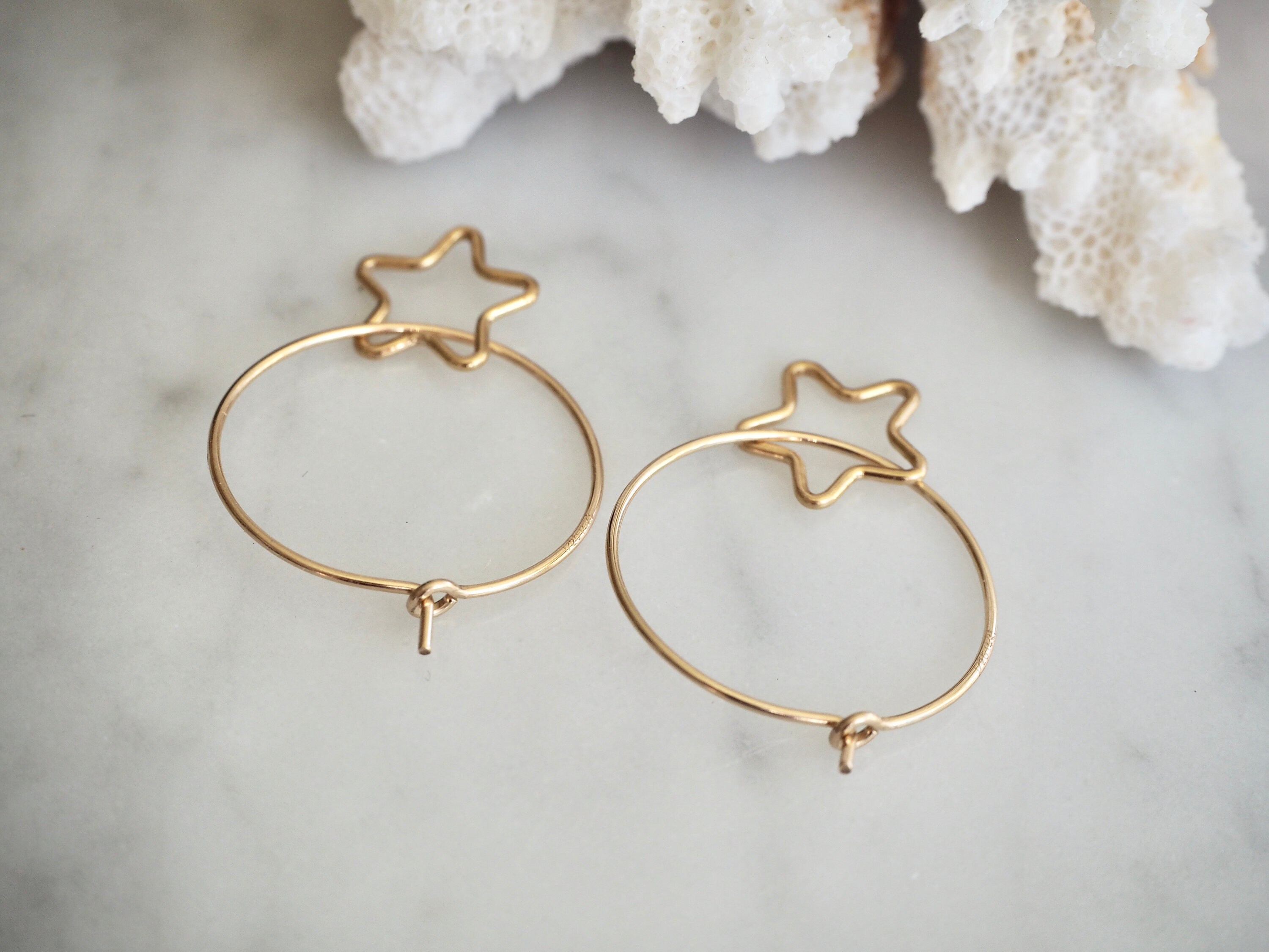 14k Gold Filled Hoops Star Charm Hoop Earrings Dainty | Etsy