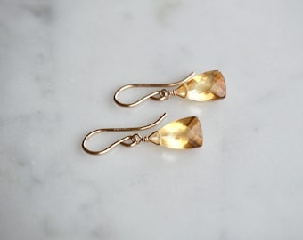 Dainty Gold Filled Citrine Earrings: November Birthstone Jewelry