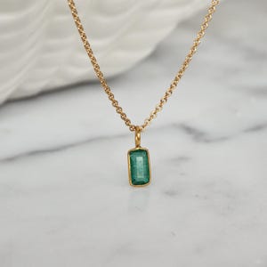 Genuine Zambian Emerald Pendant Necklace: 14k Gold Filled May Birthstone