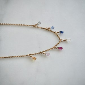 Zarte Multi Saphir Kette: 14K Gold Filled Edelstein Anhänger
