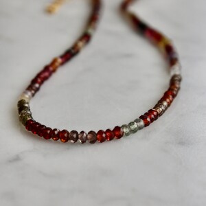 Natural Sapphire Garnet Beaded Necklace, Sapphire Jewelry, Red Gemstone Necklace, Layering Unique Gemstone Choker Necklace image 2