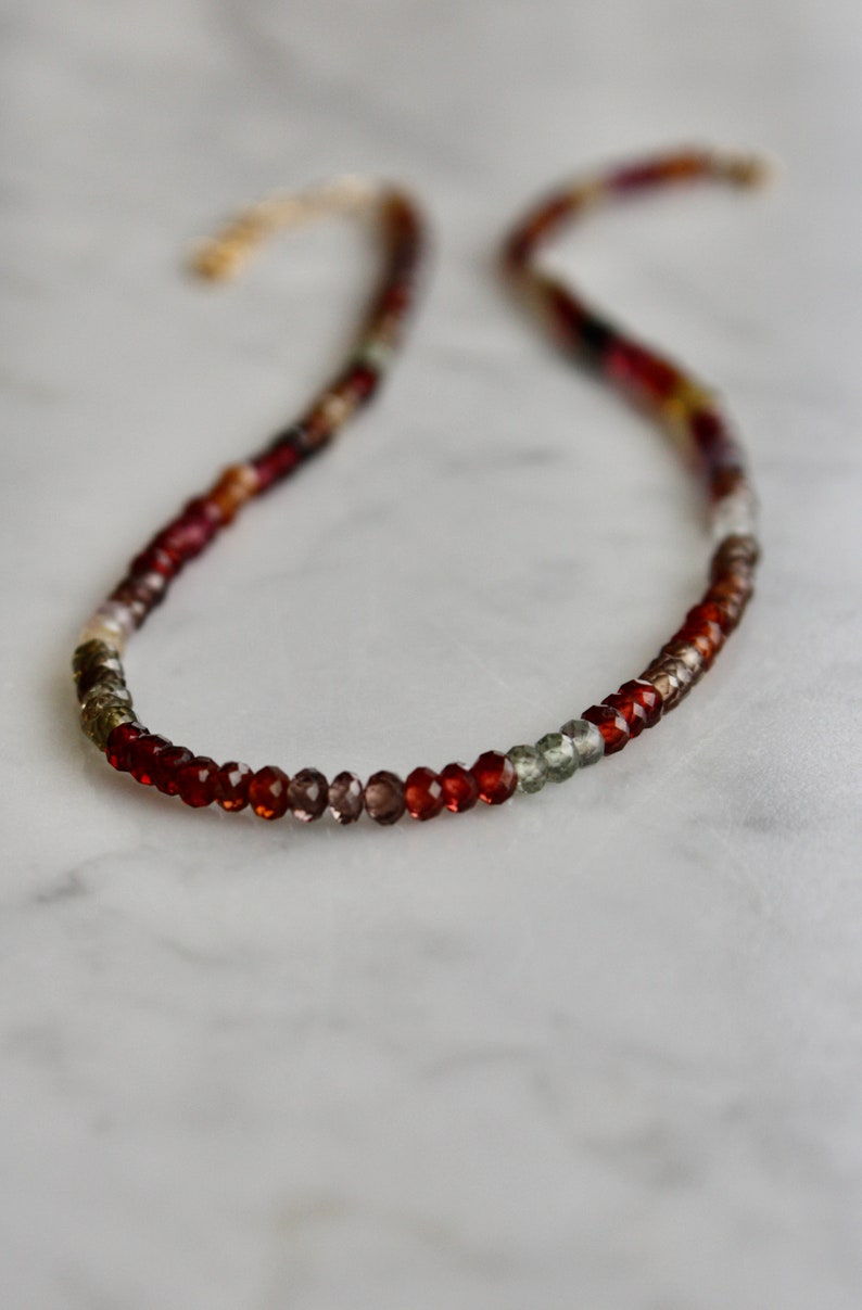 Natural Sapphire Garnet Beaded Necklace, Sapphire Jewelry, Red Gemstone Necklace, Layering Unique Gemstone Choker Necklace image 2