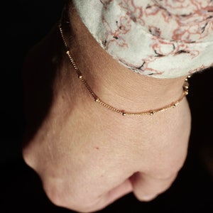 Dainty Skinny 14 K Gold Filled Satellite Chain Bracelet