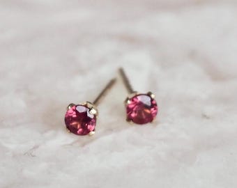 Garnet Stud Earrings: 14k Gold Filled, January Birthstone