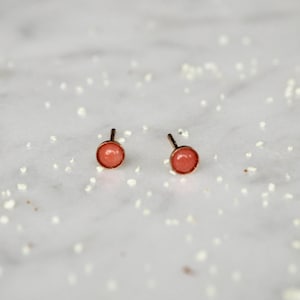 Coral Earrings, Coral Gemstone Earrings, Gold Filled Gemstone Earrings, Coral Post Earrings, Small Earrings, Minimalist Earrings, Gift