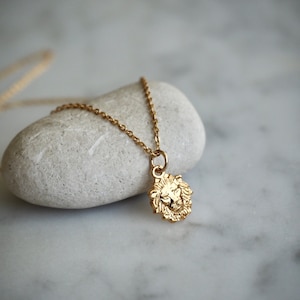 Collier lion en or, collier meilleur ami délicat, collier délicat avec breloque petit lion, collier Gold Filled, collier symbolique image 2