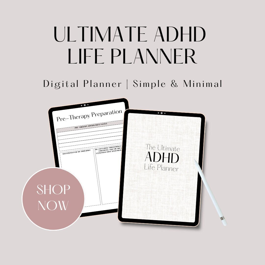 ADHD Minimalist Digital Planner | Printable | Tracker | Undated Planner ...
