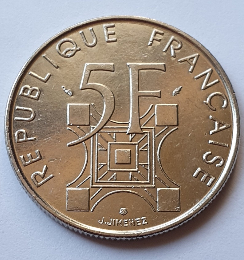 Pièce De 5 Francs Tour Eiffel 1989 - Monnaie Commémorative En Cuivre - Collection