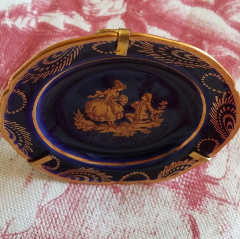 ANCIENNE ASSIETTE PLAT En Porcelaine Peint Fait Main Limoges France EUR