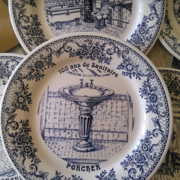 assiette publicitaire 100 ans Sanitaire Porcher- Gien.