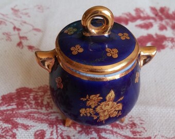 Limoges porcelain miniature cauldron