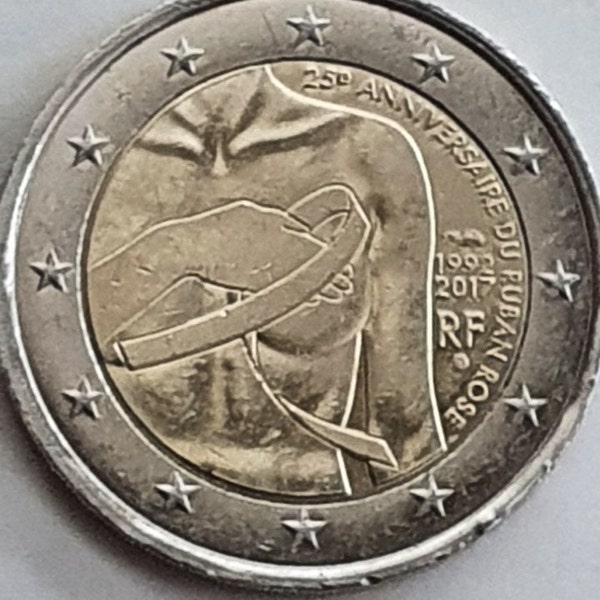 France 2 Euro , commémorative, 25 éme anniversaire de la lutte contre le cancer du sein,  2017, Pessac