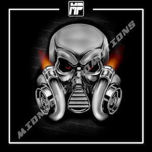 Turbo Skull, Evil Skull, Turbos, Racing Skull, Skull with turbos, sublimation, png, DTG, Digital Art, T-shirt design