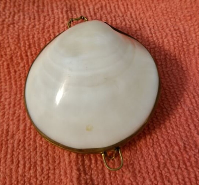 Vintage Authentic Clam Shell Brass Hinged Box Etsy