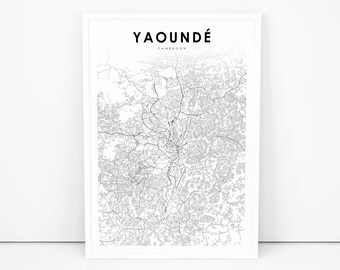 Carte De Yaounde Cameroun Etsy Carte De Yaounde Cameroun Etsy