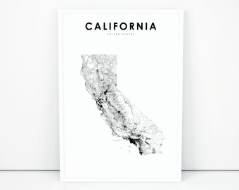 California Map Print State Road CA USA United States Art Poster Nursery Room Wall Office Decor Printable California Map Print State Road CA USA United States Art Poster Nursery Room Wall Office Decor Printable