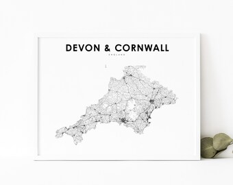 North Devon Antique road map Barnstaple Bideford maps Framed 1920s Gift home decor World
