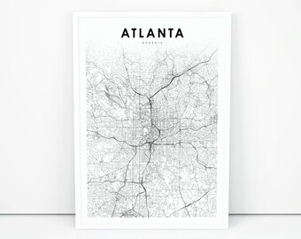 Atlanta Ga Map Etsy