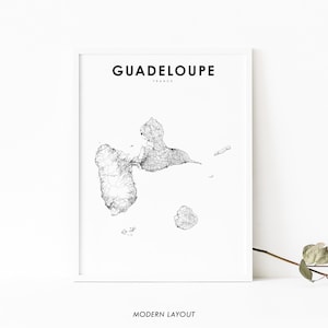 Guadeloupe Karte Print, Straßen Karte Kunst Poster, Gwadloup Karibik Mittelamerika Karte Kunst, Kinderzimmer Wand Büro Dekor, druckbare Karte