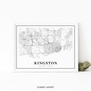 Kingston Ontario Map Print, ON Canada Map Art Poster, City Street Road ...