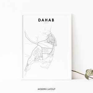 Impresión de mapas de Dahab Egipto, cartel de arte de mapas, دهب árabe beduino del Sinaí, impresión de mapas de carreteras de la calle de la ciudad, decoración de la pared de la oficina de la guardería, mapa imprimible