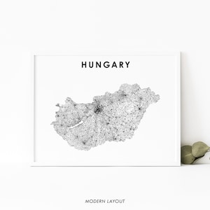 Hongarije kaart afdrukken, land routekaart kunst poster, Magyarország Boedapest Europa kaart kunst, kinderkamer muur kantoor decor, afdrukbare kaart