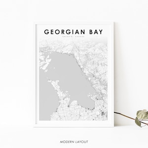 Georgian Bay Ontario Map Print, ON Canada Map Art Poster, Muskoka, City Street Road Map Print, Nursery Room Wall Office Decor, Printable Map