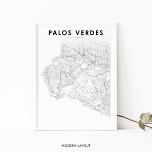 Palos Verdes CA Map Print, California USA Map Art Poster, Torrance, City Street Map Print, Nursery Room Wall Office Decor, Printable Map