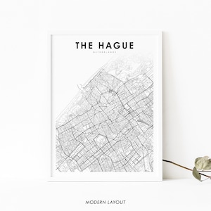 Den Haag Niederlande Karte Print, Nederland Holland Karte Kunst Poster, Stadt Straße Straßenkarte Druck, Kinderzimmer Wand Büro Dekor, druckbare Karte